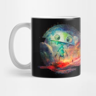 Fun Alien Extraterrestrial and Space Explorer Pixel Glitch Mug